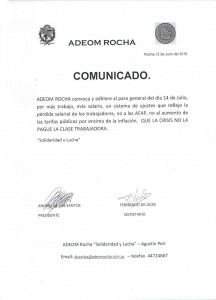 Comunicado Paro 14 de julio